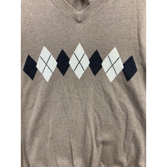Dockers Sweater Vest Mens XL Beige Black Argyle V Neck 100% Cotton Sleeveless - Picture 3 of 13